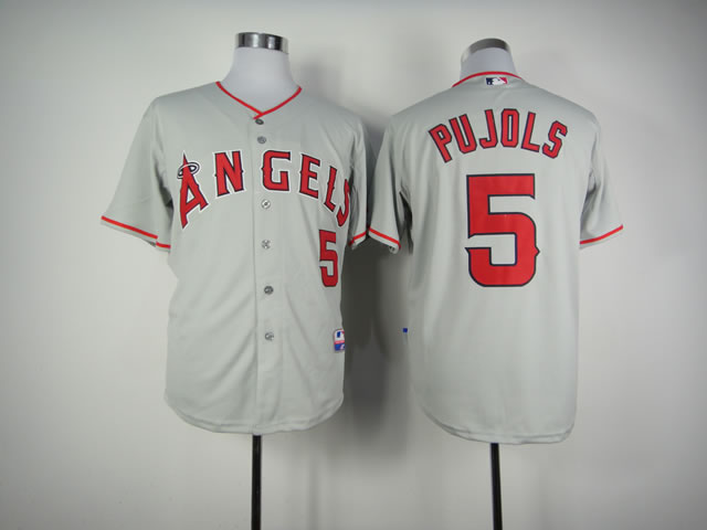 Men Los Angeles Angels 5 Pujols Grey MLB Jerseys
